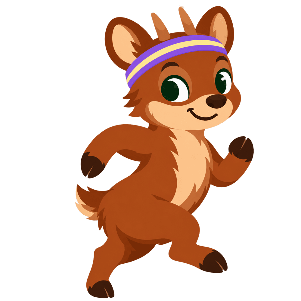 Pudú de Vueltita trotando con su cintillo morado